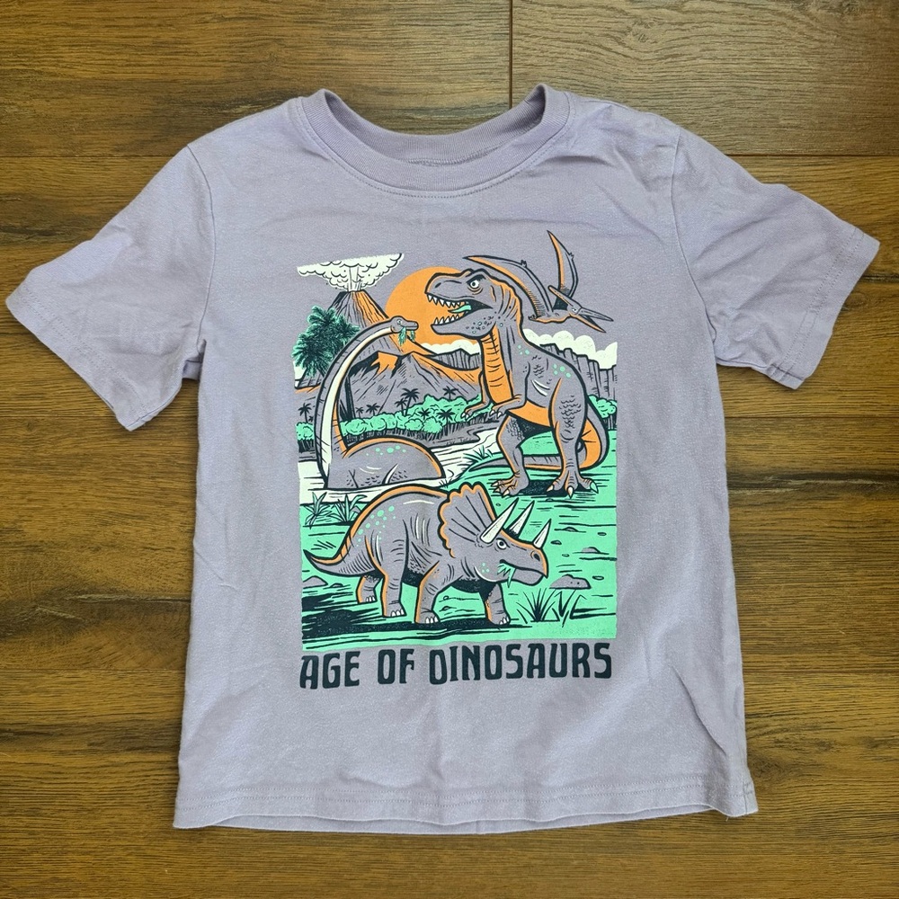Jumping Beans Kids Purple Short Sleeve‎ Tee with Dinosaur Graphics